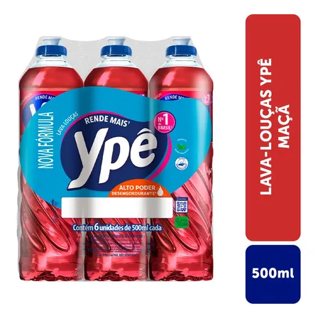 Detergente Ypê Maçã 500ml Com 6 Unidades