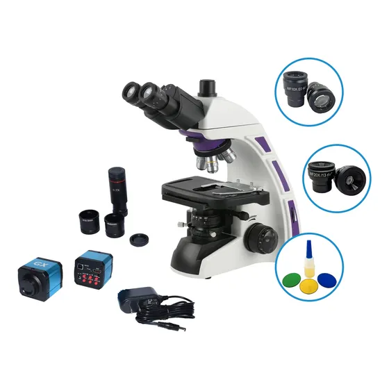 Microscópio Trinocular Otica Infinita 2000x +câmera 14mp Usb