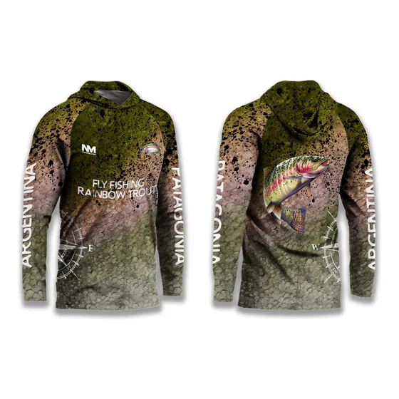 Remera Pesca C/capucha Nuevo Milenio Mod. Rainbow Trout