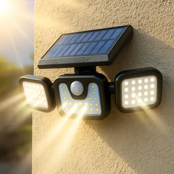 Refletores Led Com Sensor Presença Solar Potente Para Jardim