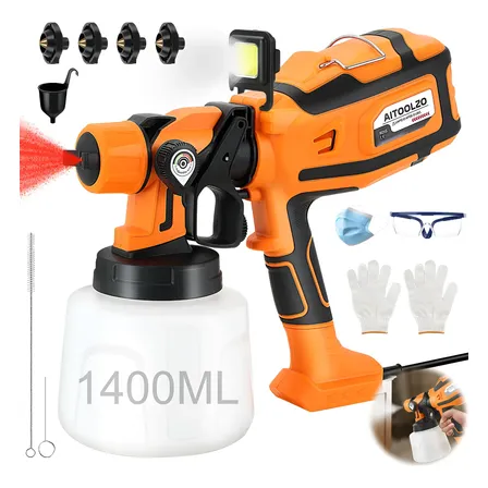 Pistola De Pintura Elétrica 800w Aitoolzo C/led + 4 Bicos Laranja 127v