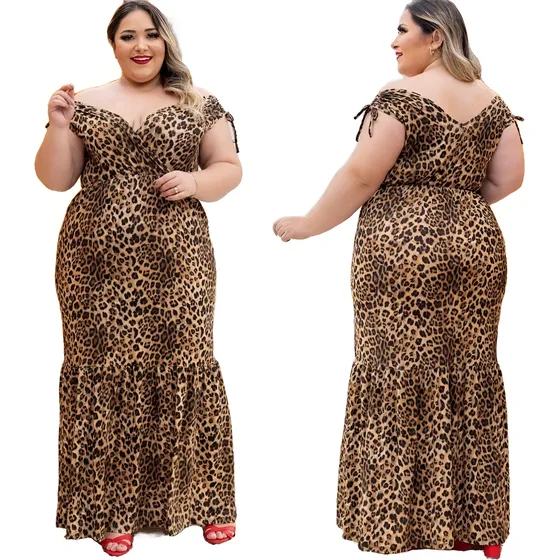 Vestido Largos Plus Size, Escote V 