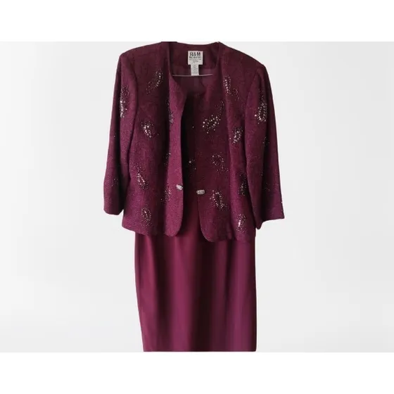 Vestido De R & M Richards Largo Con Chaqueta, Talla 12p