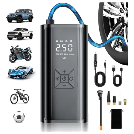Mini Compressor Ar Calibrador Encher Pneu 150 Psi 34 L/min Led E Display Preto Portátil D…