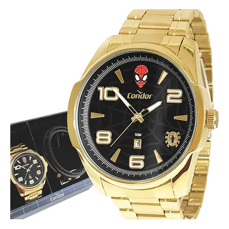 Relógio Masculino Condor Dourado Prova Dágua Original Luxo Dourado Preto