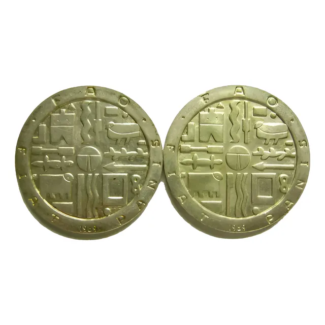 Lote De 2 Monedas Fao De Plata Año 1969 En Excelente Estado-