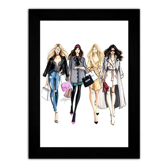 Quadro Decorativo A3 Amigas Modelos Fazendo Compras