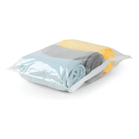 Kit 5 Saco Organizador Roupas/toalhas/lençol C/ Zíper 45x40 Transparente Zíper Branco