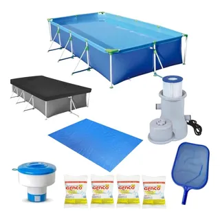 Kit Piscina 5000l+ Capa E Forro + Bomba 220v + Kit Limpeza Kit Piscina 5000l+ Capa E Forro + Bomba 220v + Kit Limpeza