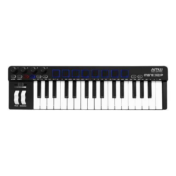 Amw Mini 32 Pad Teclado Controlador Midi Usb 8 Pads + Extras