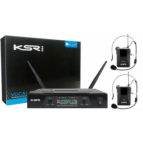 Microfone Sem Fio Headset Duplo Profissional Ksr Pro Uhf