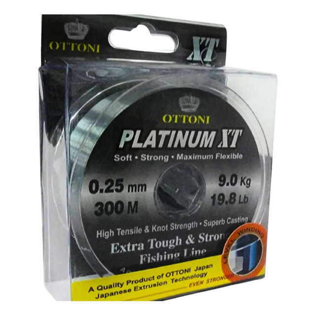 Linha Mono. Platinum Xt 0,35mm 270m 15.6kg Super Resistente Fumê