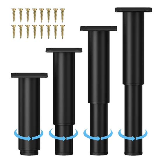 Set 4 Patas De Metal Ajustables Para Muebles 11cm A 19cm