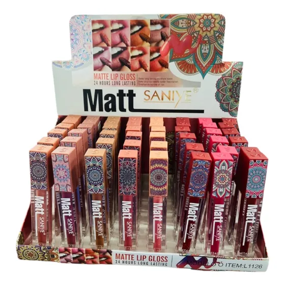 Lips Gloss Mate Saniye Mayoreo 48 Piezas
