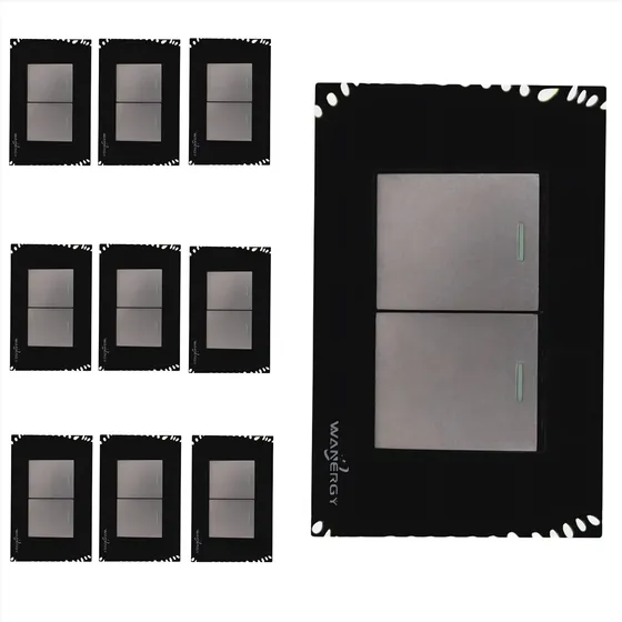 Pack 10 Pz Placa Doble Apagador Acrílico Cristal Negro