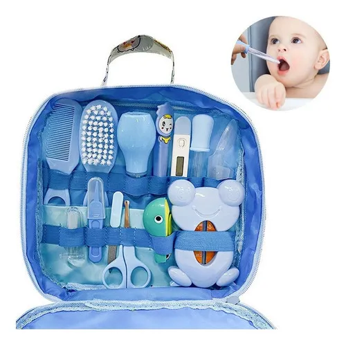 Kit De Cuidado E Higiene Para Bebés Recién Nacidos 13 Piezas Color Azul