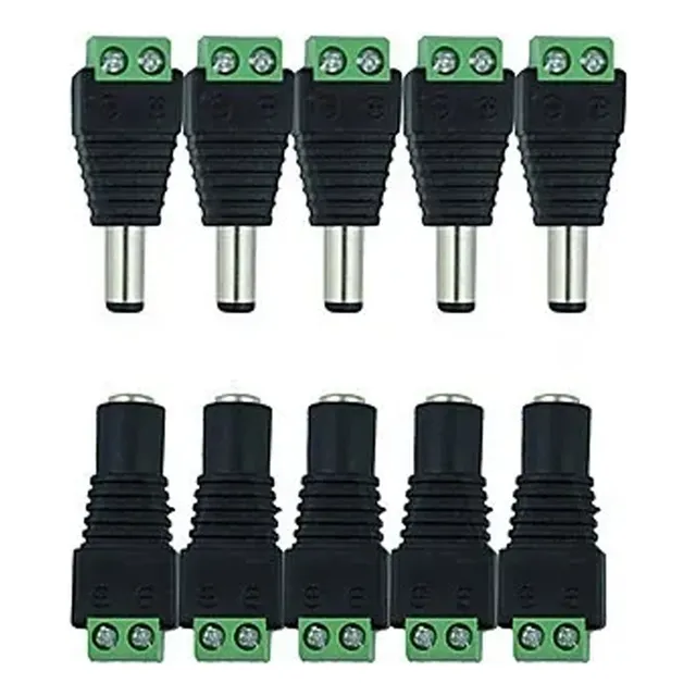 Pack X5 Par Conector Dc Hembra Y Macho De Poder Cámaras