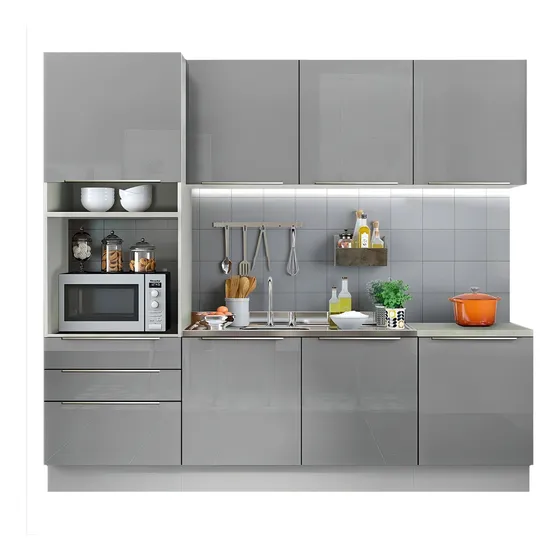 Cocina Integral Completa Modular Madesa Lux 240cm Color Blanco/Gris 03