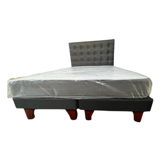 Cama Europea Completa 2 Plazas Base Respaldo Y Colchón