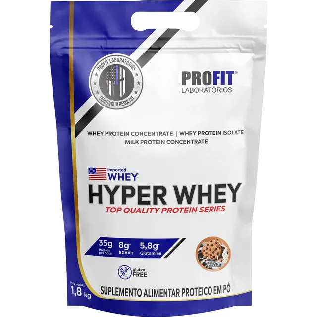 Whey Protein Hyper Whey 1,8kg Cookies And Cream - Profit Laboratórios