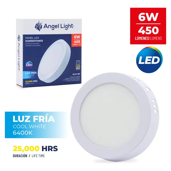 Lampara Panel Led Redonda Para Sobreponer 6w. Angel Light
