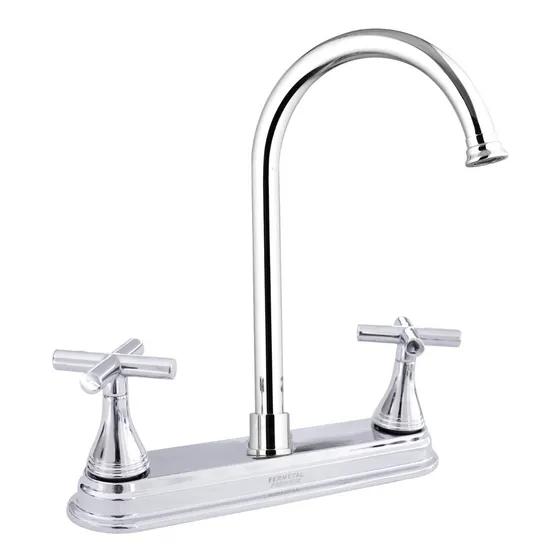 Grifería Para Fregadero 8' Cuello Cisne Manilla Cross Cartuc
