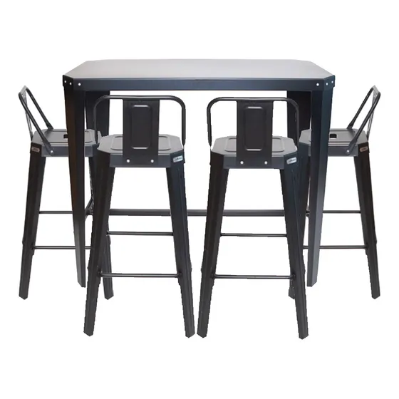 Juego De Mesa Alta Y 4 Banquetas Runko Tromen Simil Tolix