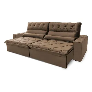 SofĂĄ RetrĂĄtil ReclinĂĄvel Dakar 3,00m Suede Velut Bege C/ Molas No Assento - King House SofĂĄ RetrĂĄtil ReclinĂĄvel Dakar 3,00m Suede Velut Bege C/ Molas No Assento - King House