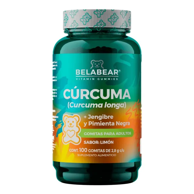Solanum Curcuma Jengibre Y Pimienta Negra 100 Gomitas Sabor Limón Belabear