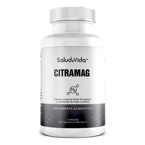 Citrato De Magnesio 500mg - Una Cápsula Al Día - 200 Cápsulas De Fácil Absorción - Citramag S&v
