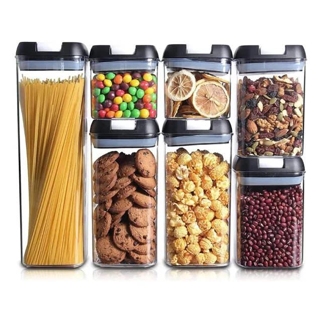 Set De 7 Frascos Envases Herméticos Táper De Cocina Con Tapa