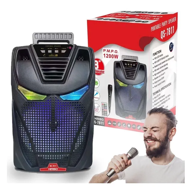 Parlante Portable + Micrófono Inalámbrico Y Control Remoto  