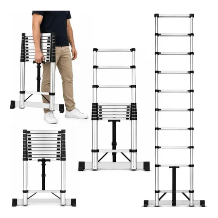 Escalera Telescópica Recta Plegable Retráctil 3.80m