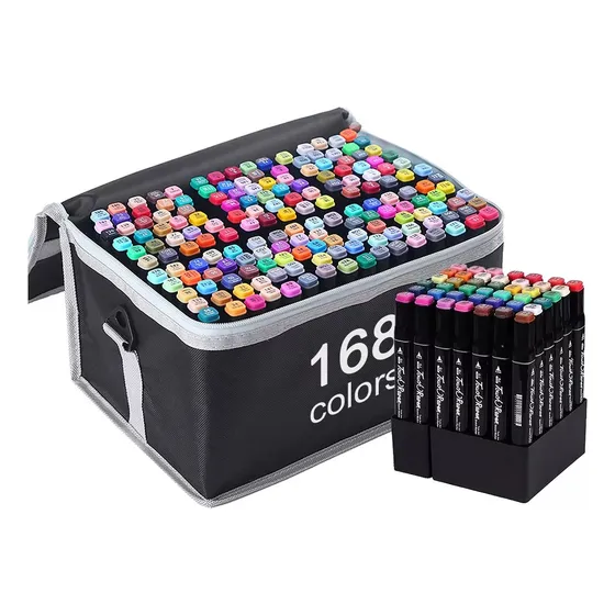 Marcadores X 168 Colores Doble Punta Dibujos Base De Alcohol