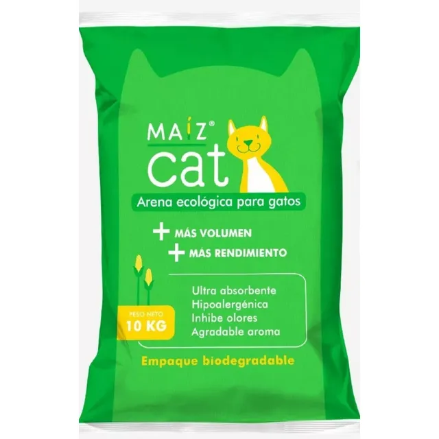 Maíz Cat 10kg - Arena Ecológica Para Gatos - Inhibe Olores
