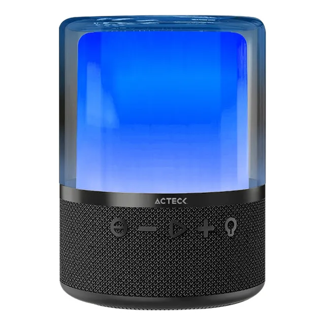 Bocina Bluetooth Acteck 5.2 20w Iluminación Rgb Glee Pure Color Negro