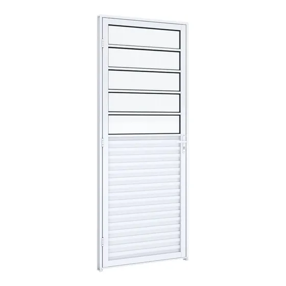 Porta De Alumínio Com Divisão 215x85cm Com Vidro Wt