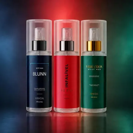 Kit 3 Body Splash Masculino Vibration + Blunn + Infalível Fero By Primacial Body Man