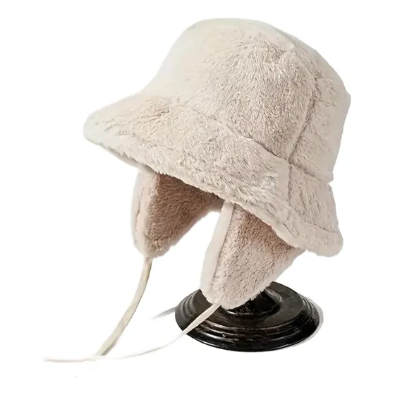 Buckets Gorros Pescador Invernales Beige 56-58 Cm Liso Con Orejeras Desmontables