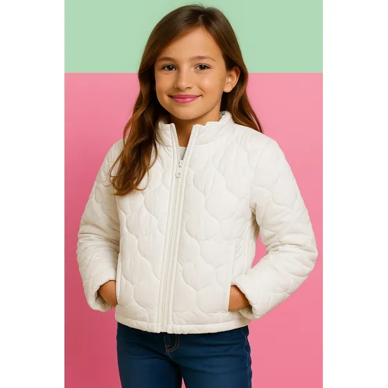 Jaqueta Puffer Infantil Menina Bobojaco Coração Bordado
