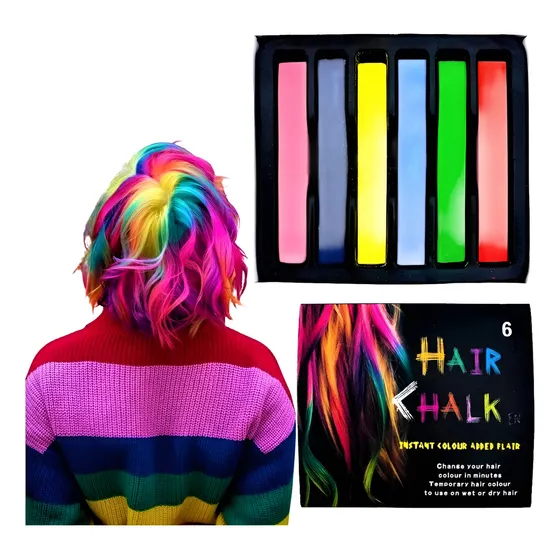 Pintura Cabello Lavable Tiza Teñir Pelo Pack 6 Colores Tono