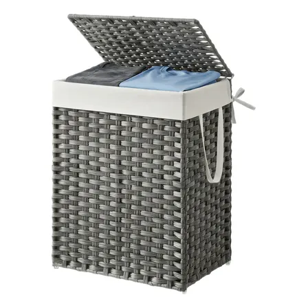 Cesto De Roupa Sintético 90l,para Roupas E Cobertores, Sala Cor Cinza