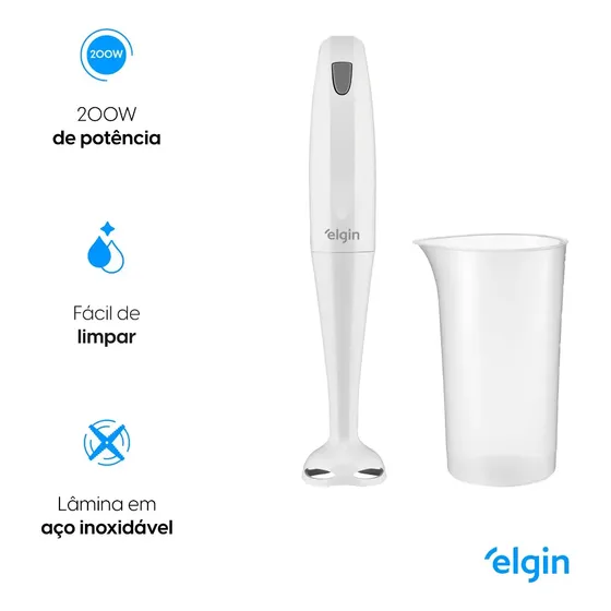 Mixer De Mão Portátil Branco 200w Com Copo 700ml MIX1002 Elgin