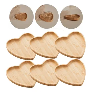 Lyor Kit 6 Bandejas Pires De Bambu Formato Coração 12cm Lyor BambuPor