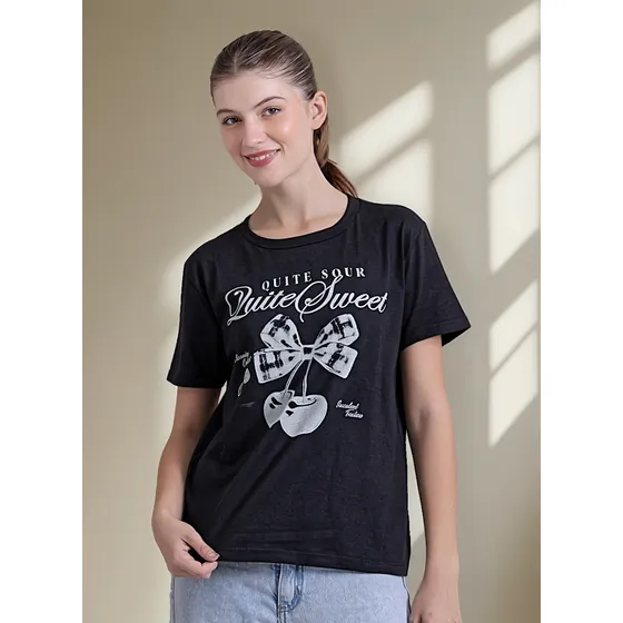 Remera Algodón Estampada Mujer Nylon Cerezas Hype