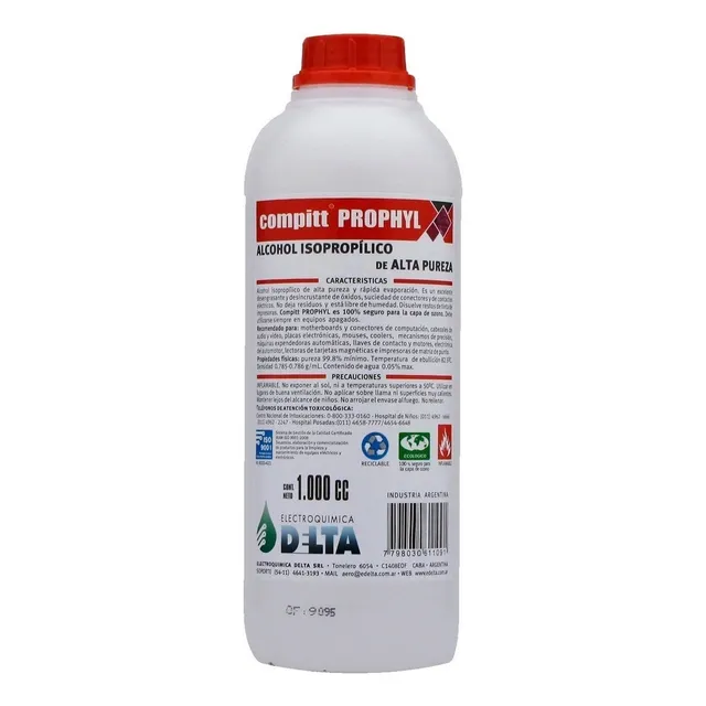 ALCOHOL ISOPROPILICO ELCTRONICA DELTA LIMPIEZA PC 1LT