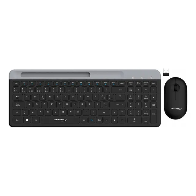 Kit Teclado Mouse Inalámbrico Español Combo Netmak Nm-kb875 Mouse Negro Teclado Negro
