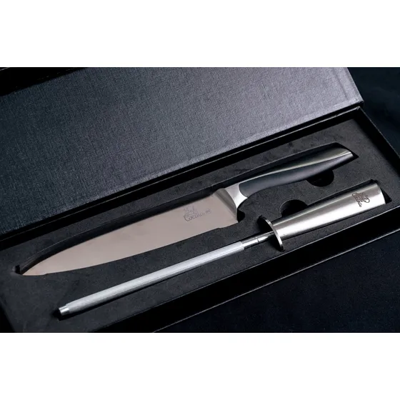 Cuchillo De Chef Con Chaira  Acero Inoxidable Salomecocina