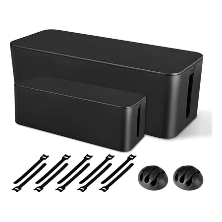2 Pcs Caja Organizadora De Cables  Negro Escritorio
