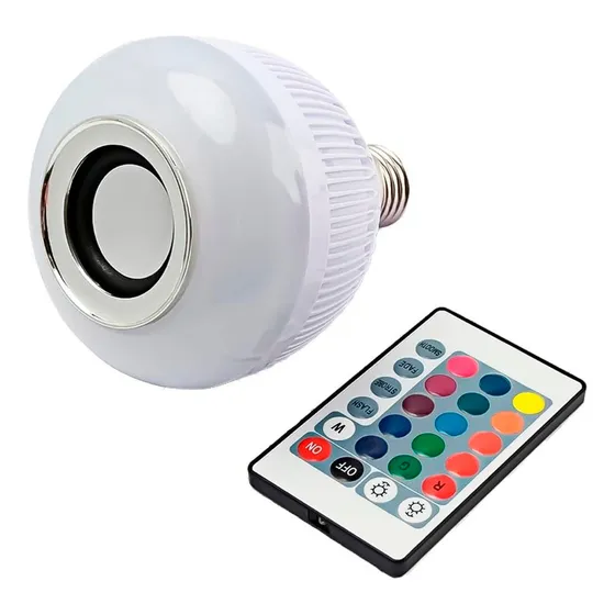 Lâmpada Com Música Controle Remoto E Rgb Potente